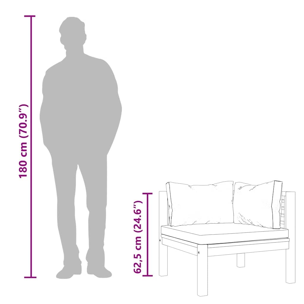 vidaXL Heim & Garten Ecksofa 2-tlg Teak Dunkelgrau Kissen