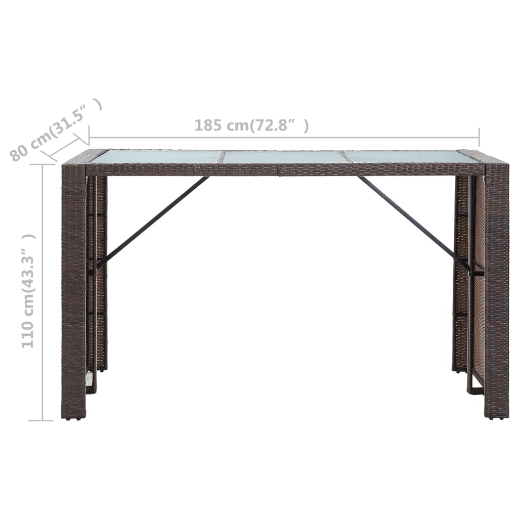 vidaXL Gartenbar Set 7-tlg Bartisch Poly Rattan Braun