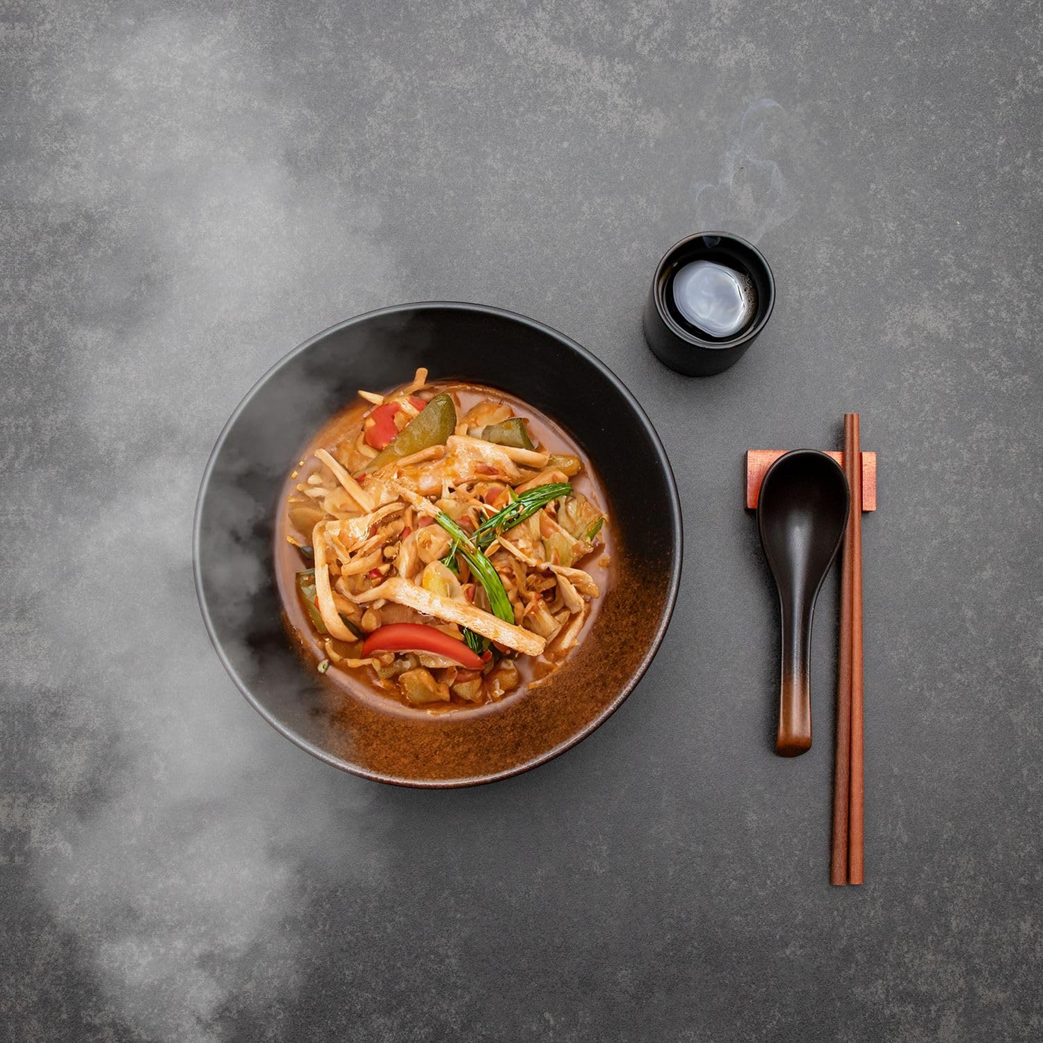 Intirilife Ramen Schüssel Set Keramik Schwarz 2 Personen