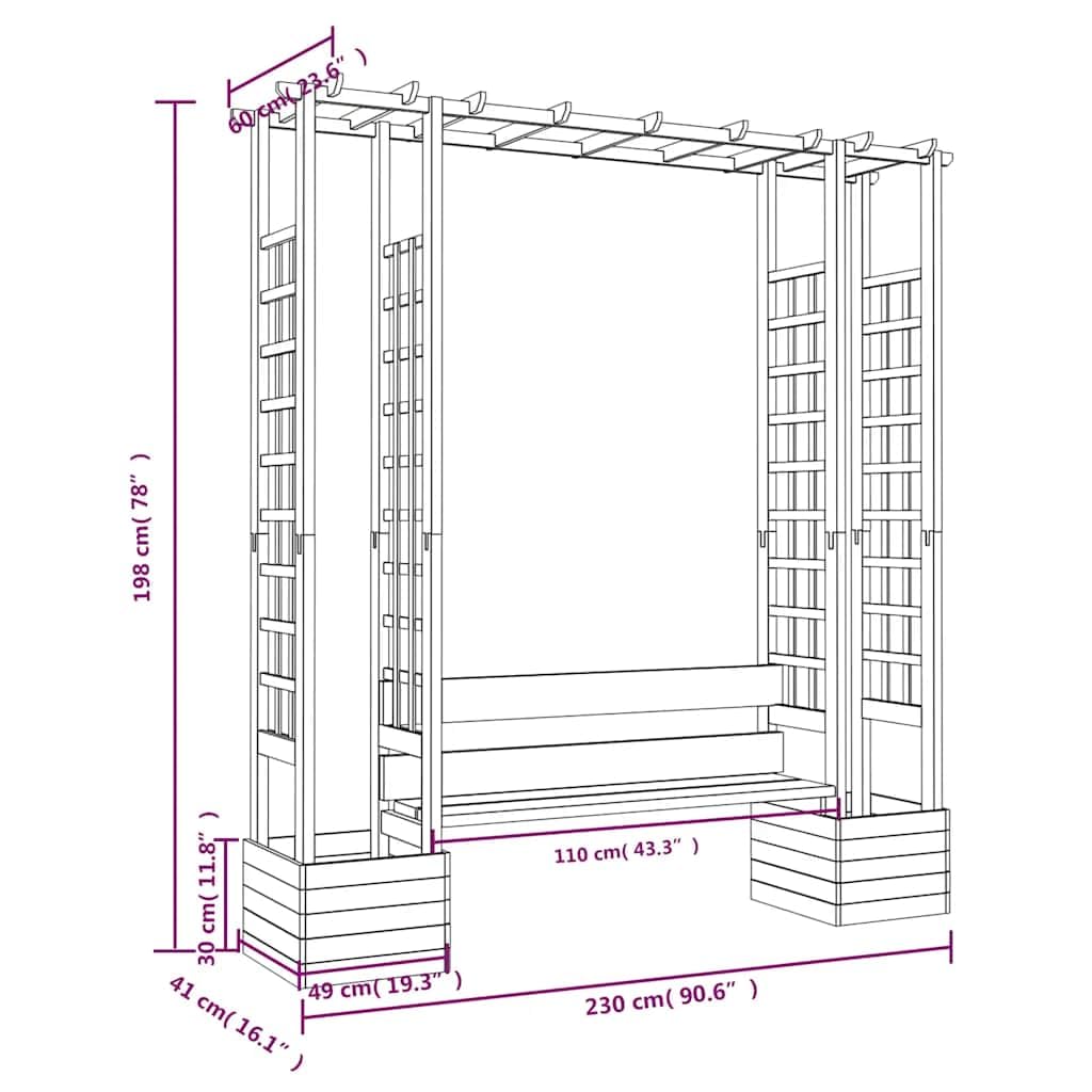 vidaXL Heim & Garten Pergola Kiefer Bank Pflanzkasten