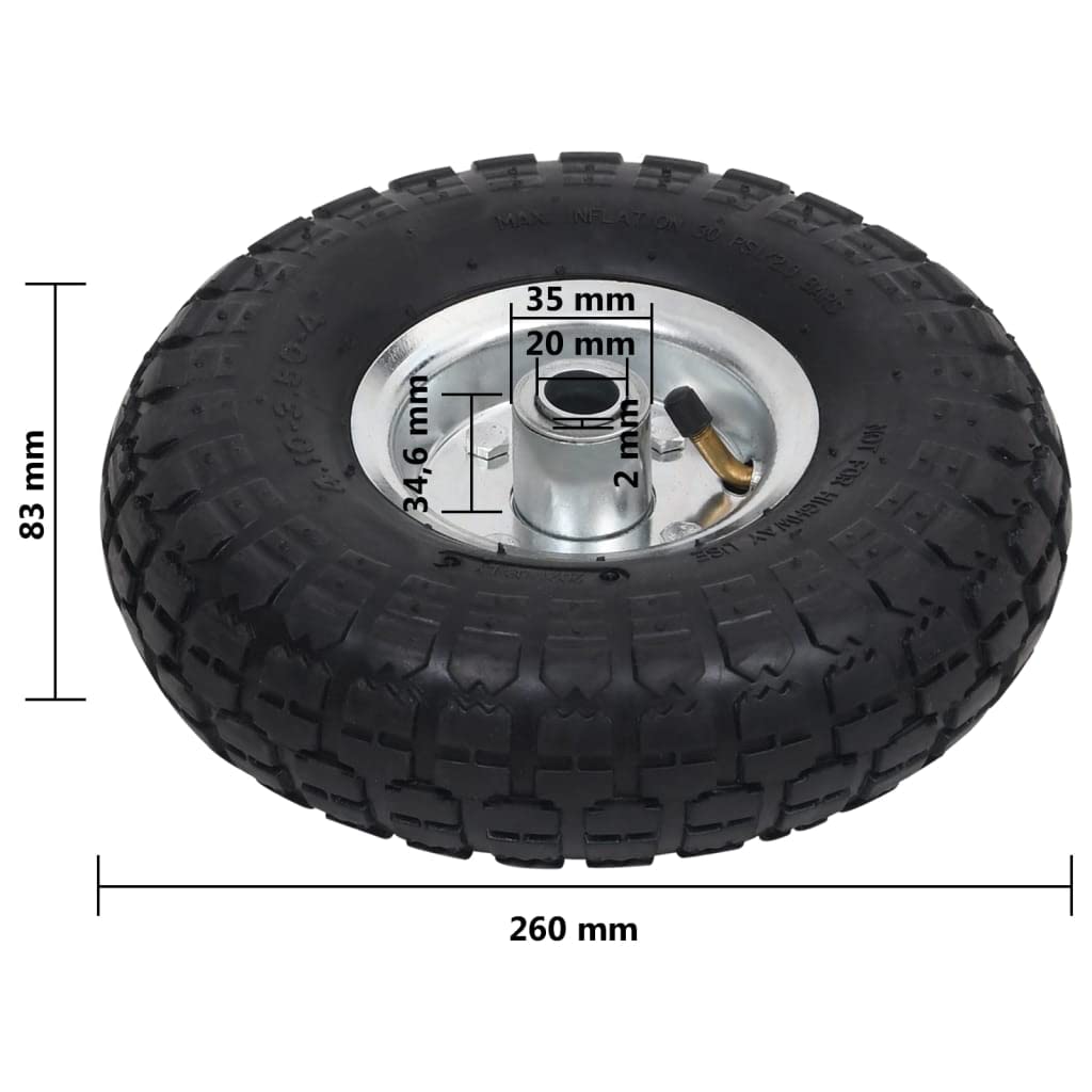 vidaXL Sackkarrenrad 4.10/3.50-4 Gummi 2 Stück 260x83 mm