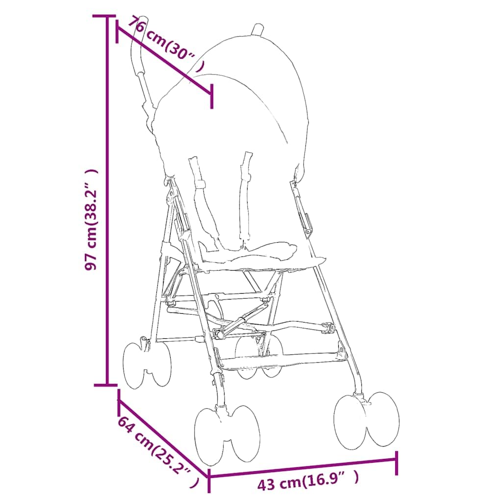 vidaXL Baby & Kleinkind Buggy Kinderwagen Anthrazit faltbar Stahl