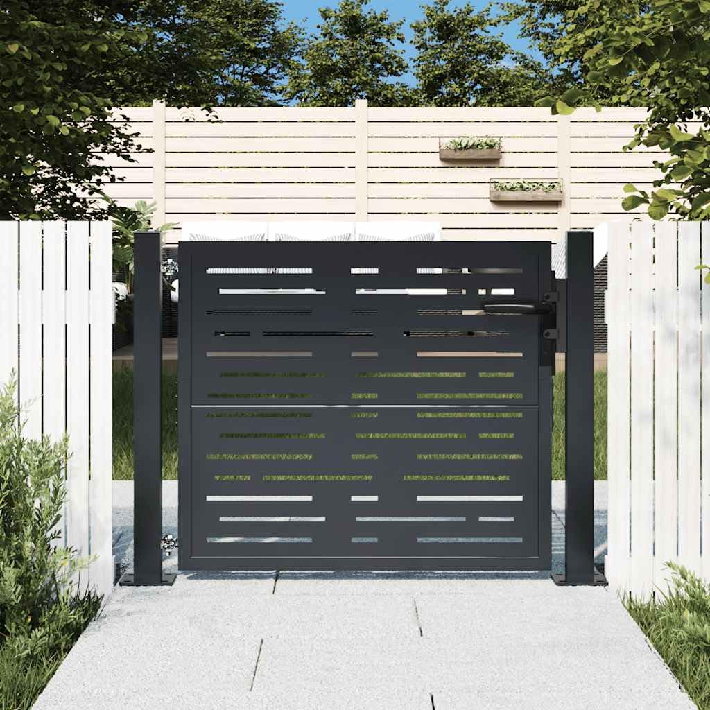 vidaXL Gartentor 100x75 cm Anthrazit Stahl Quadrat-Design