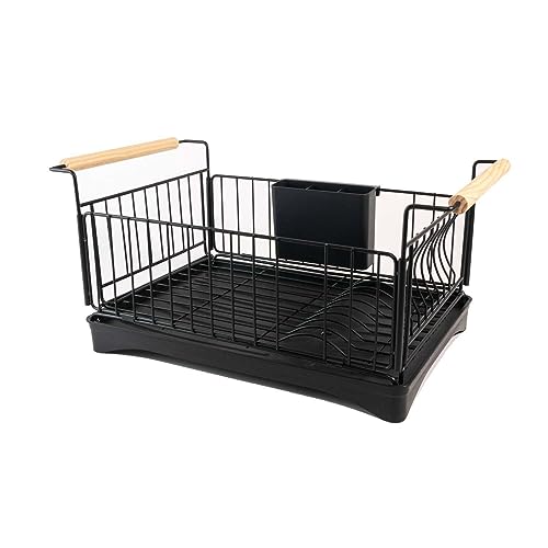 Intirilife Abtropfgestell Edelstahl schwarz 50x29 cm mit Schale