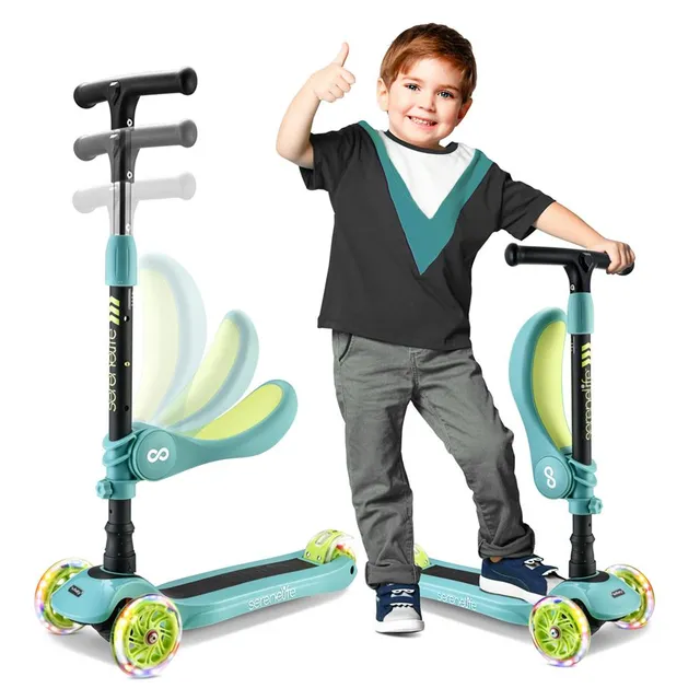 Serenelife Scooters Kinder Scooter 3-Rad LED mit Sitz ab 1 Jahr