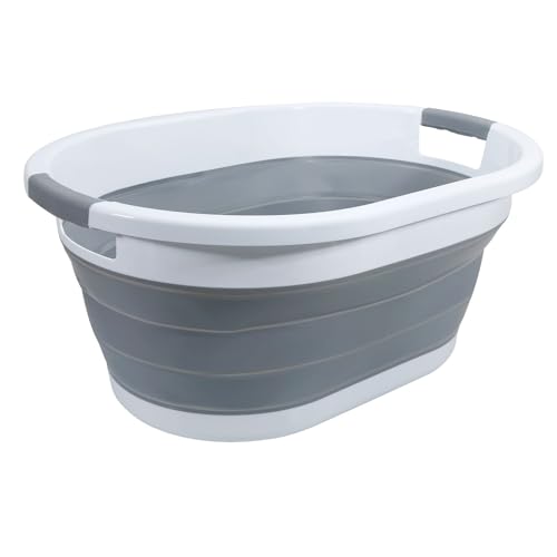 Intirilife Wäschekorb faltbar Grau-Weiß 36 L 61x44,5 cm