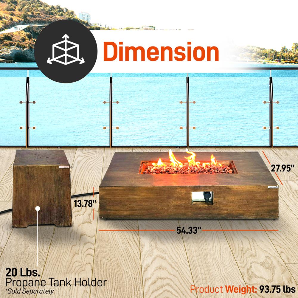 Serenelife Fire Pit Gas Feuertisch 50000BTU wetterfest mit Lavastein
