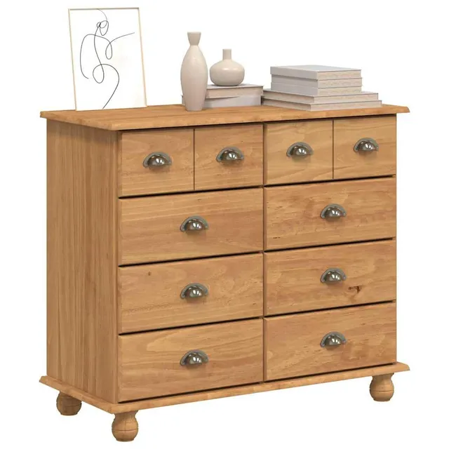 vidaXL ASKIM Schubladenkommode Kiefer Kommode Braun 91x40x79 8 Schub