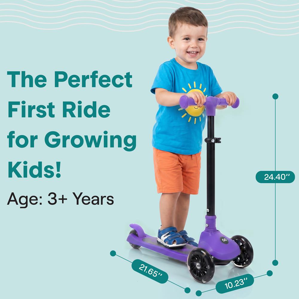 Serenelife Scooters Kinderroller LED Lila verstellbar 3 Räder