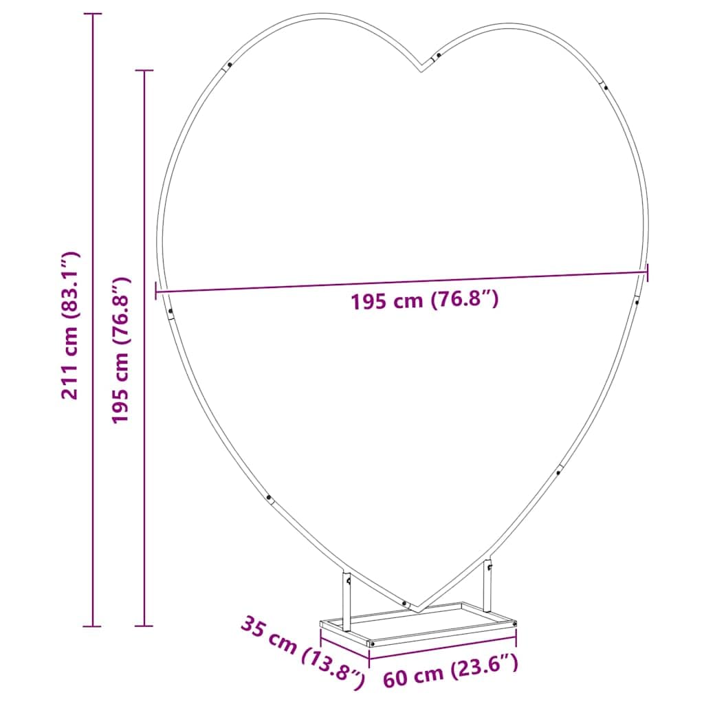 vidaXL Heim & Garten Hochzeitsbogen Weiß 195 cm Stahl Herz