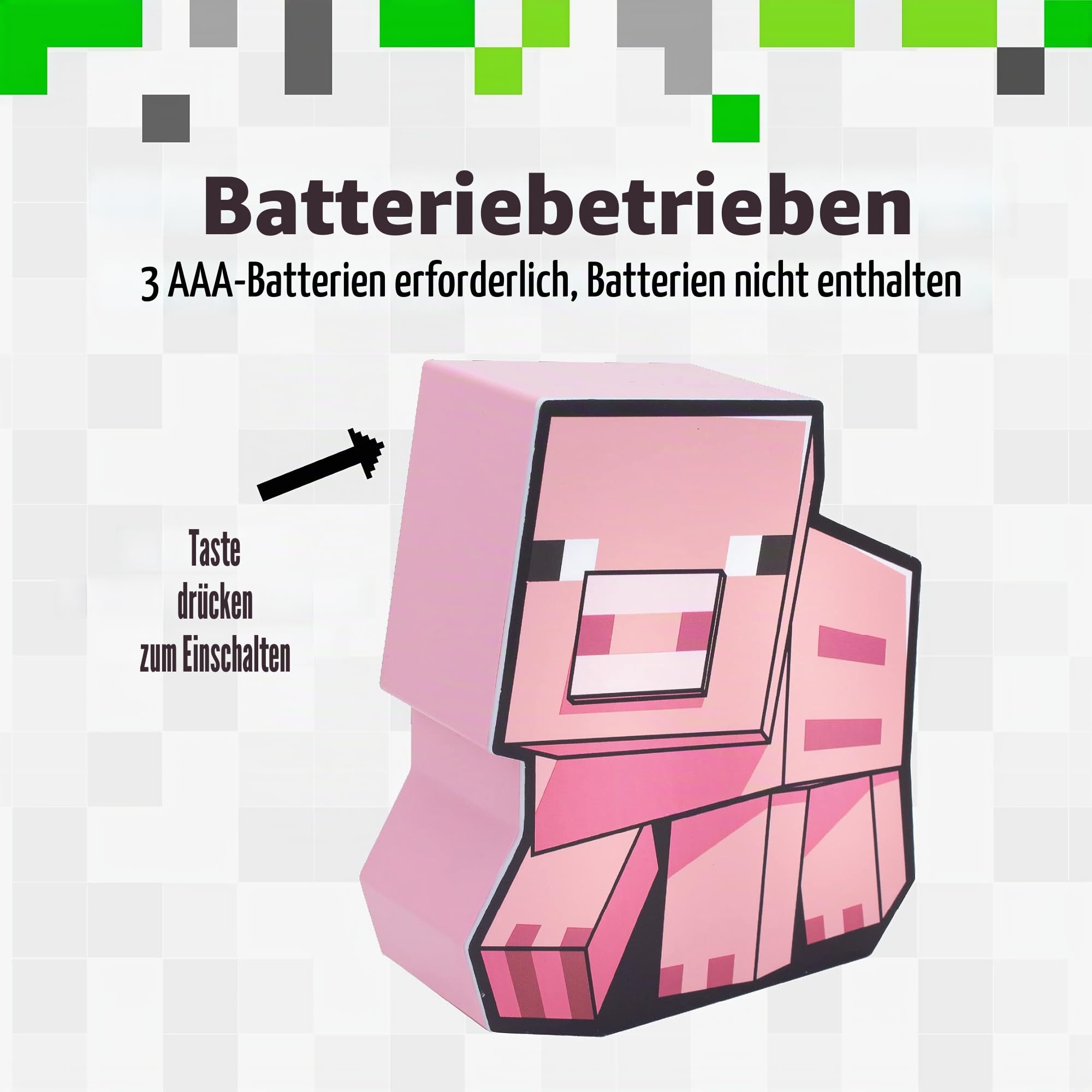 Paladone Lighting Minecraft Schwein 2D Leuchte Black 16 cm