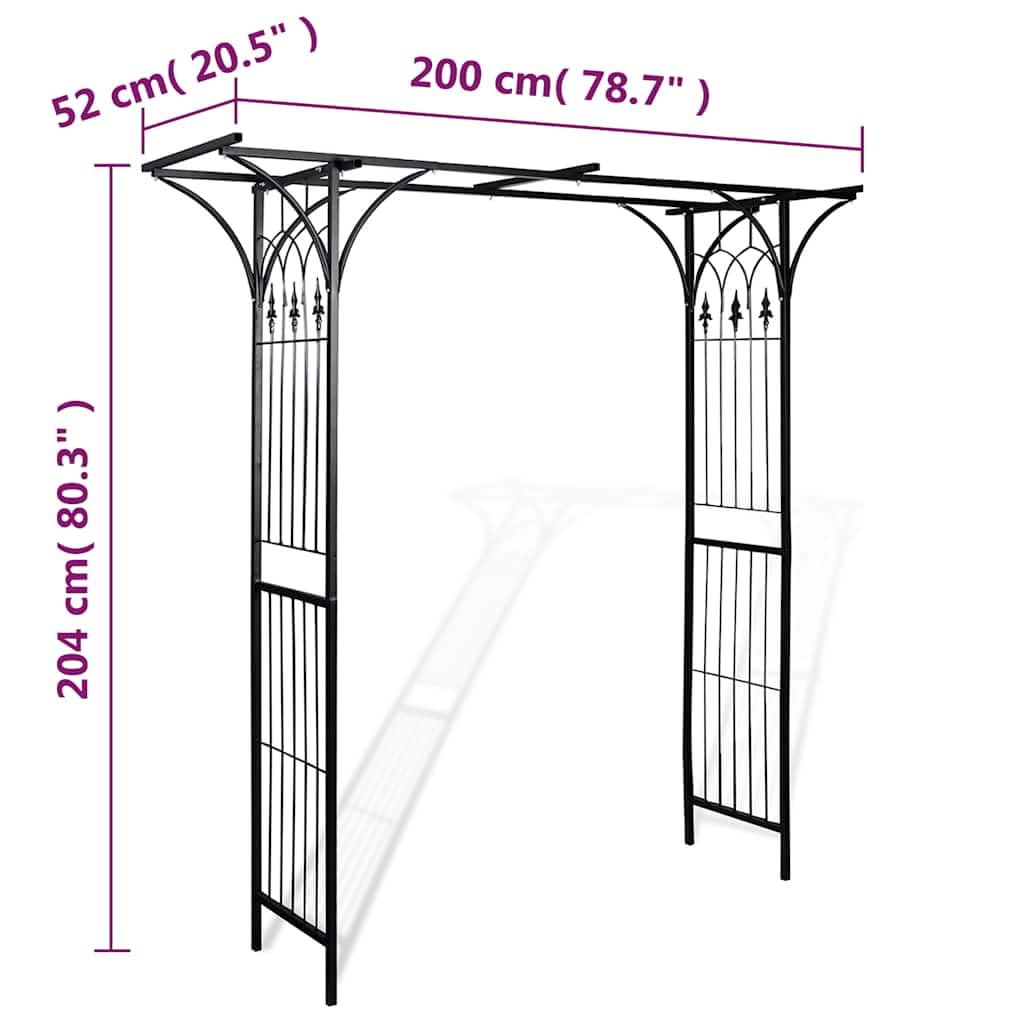 vidaXL Gartenbogen Eisen 200 x 204 cm schwarz