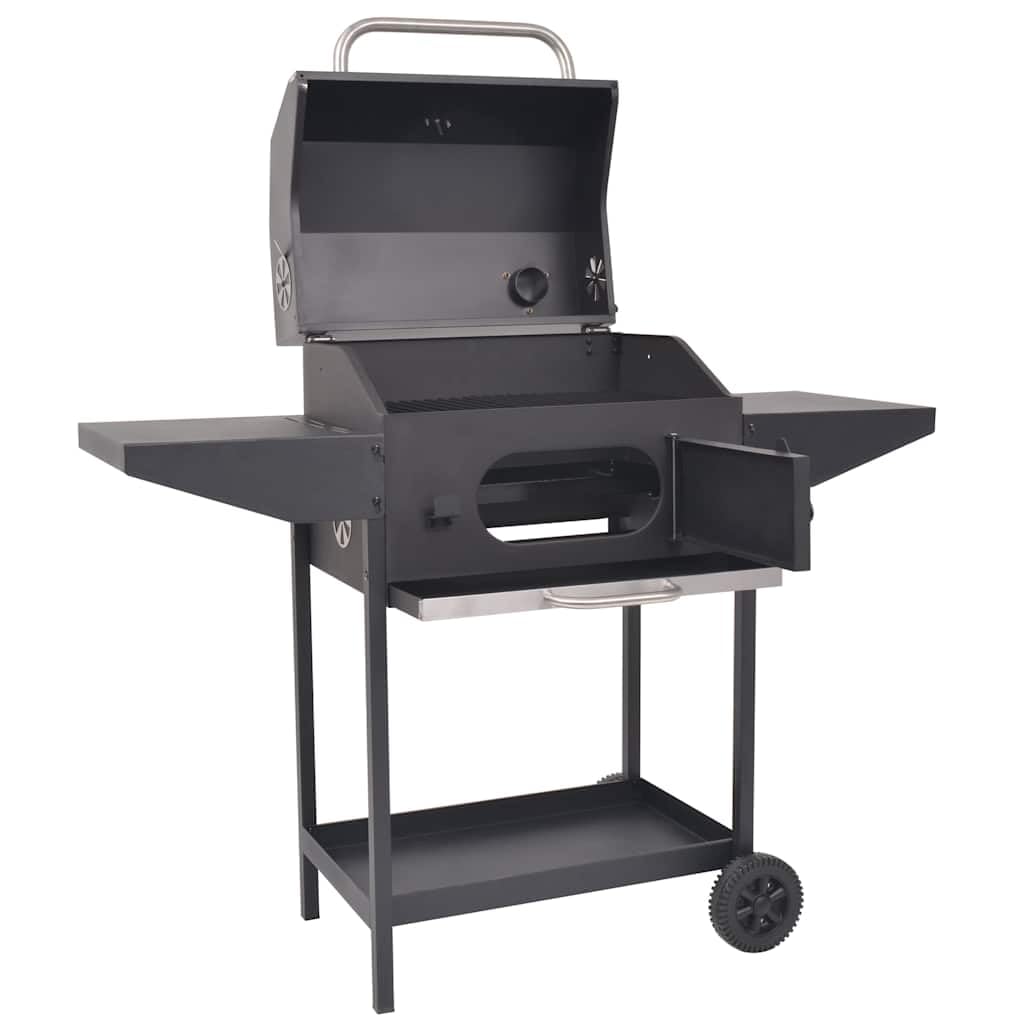 vidaXL Heim & Garten Holzkohlegrill Smoker Schwarz Ablage