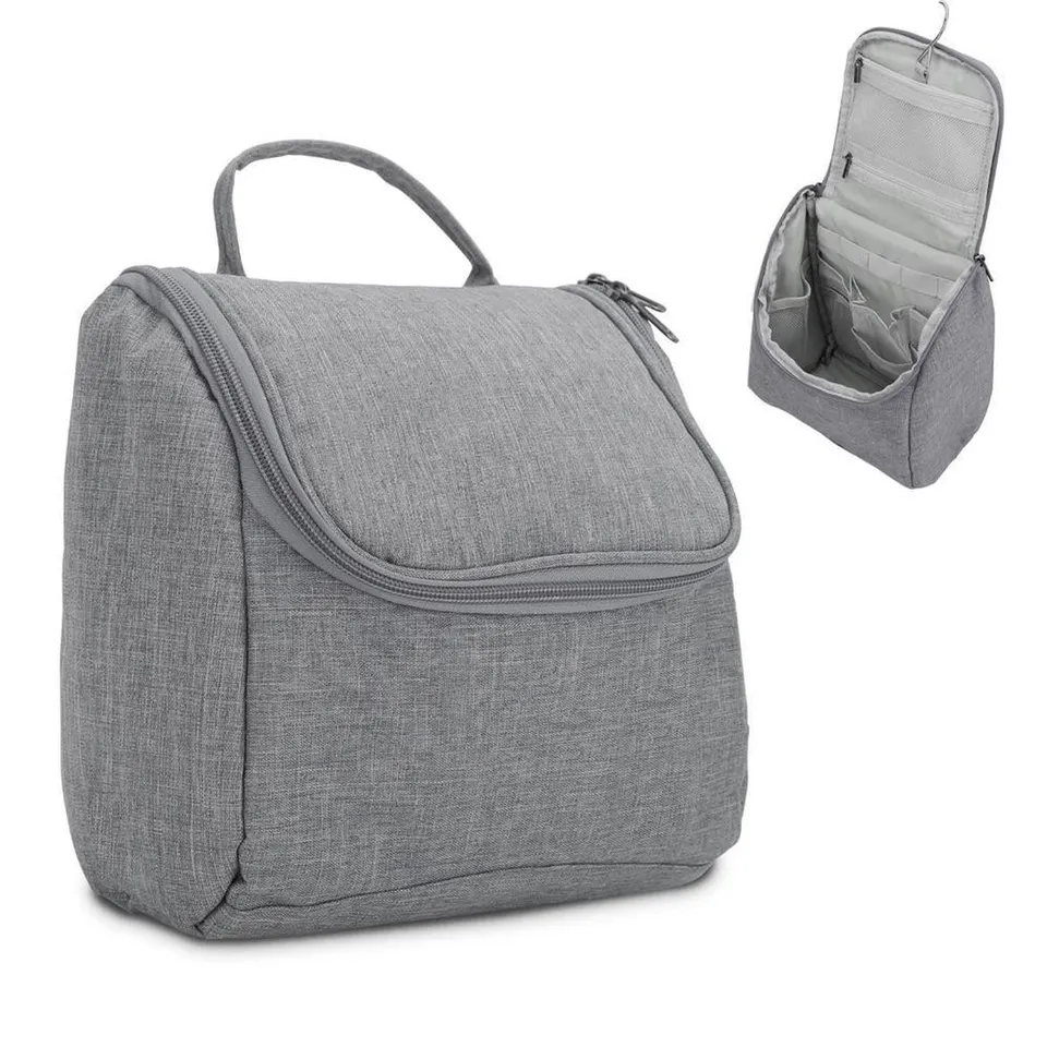 Intirilife Reise Kosmetiktasche Grau 21x9x21 cm Oxford