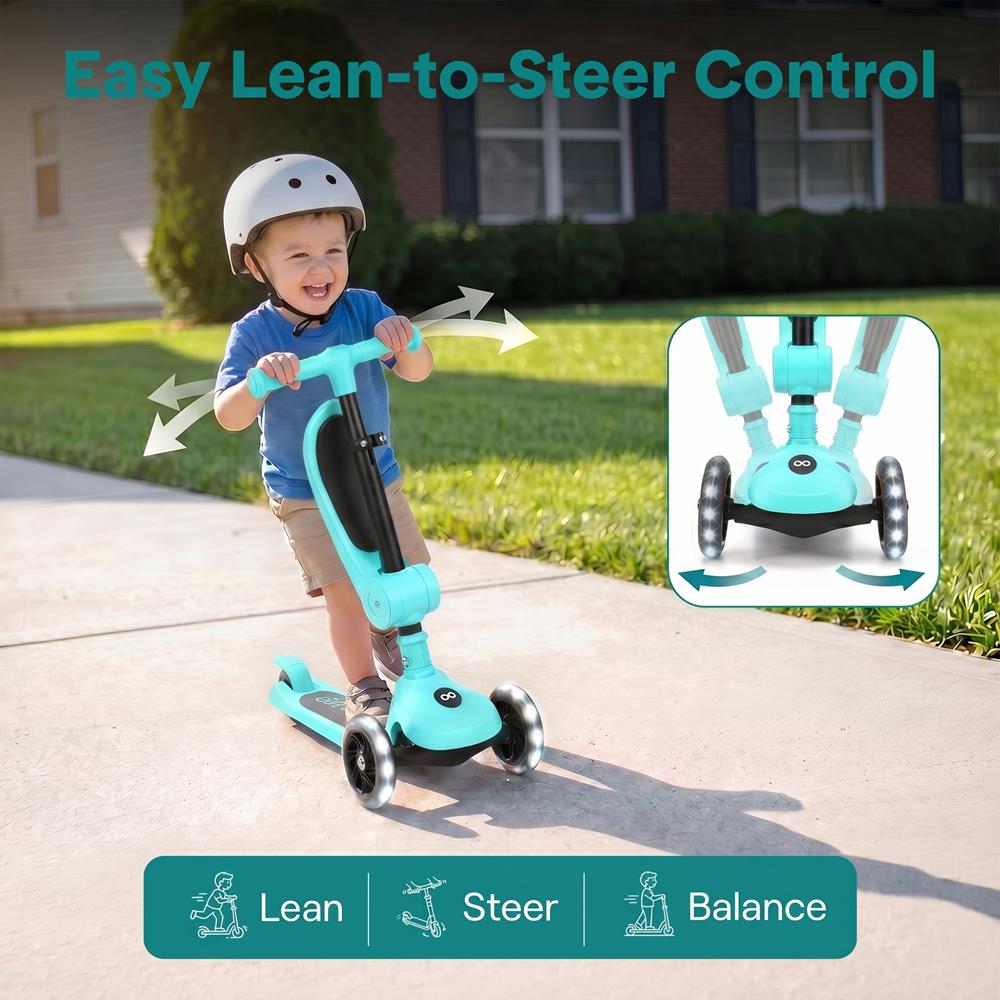 Serenelife Scooters Kinderroller 3-Rad türkis mit Sitz