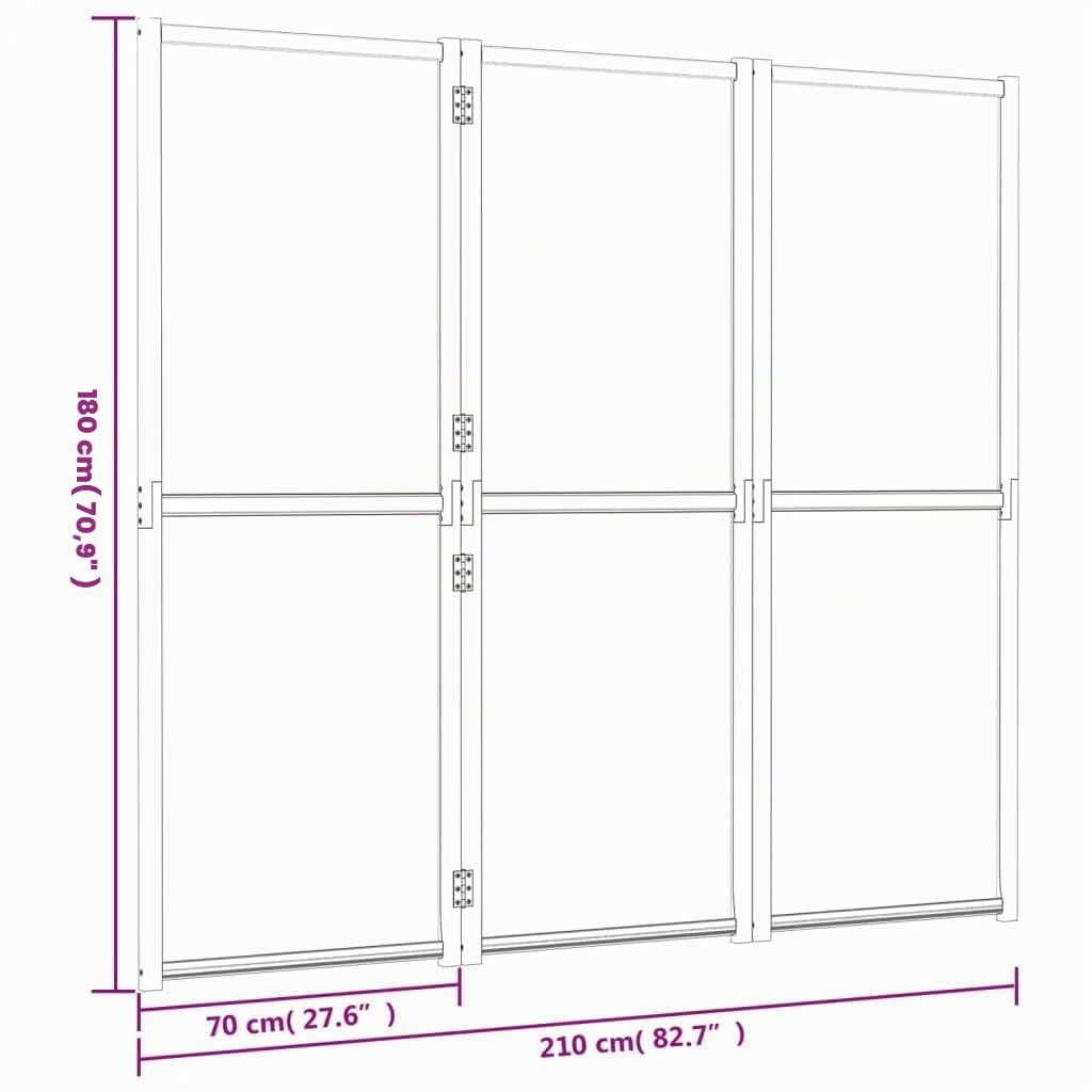 vidaXL Raumteiler Paravent Schwarz 210x180 cm 3-tlg