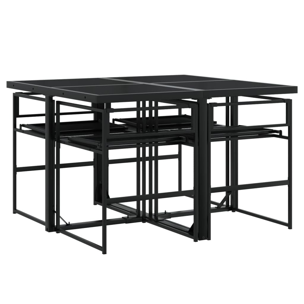 vidaXL Garten-Essgruppe 5-tlg Schwarz Textilene Glastisch
