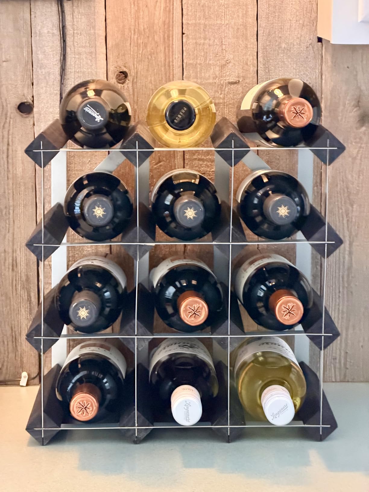 vidaXL Weinregal für 12 Flaschen Schwarz Massivholz Kiefer