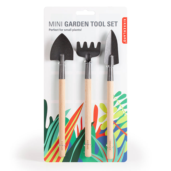 Kikkerland Tools & Wellness Mini Gartengeräte Set 3-teilig Buche