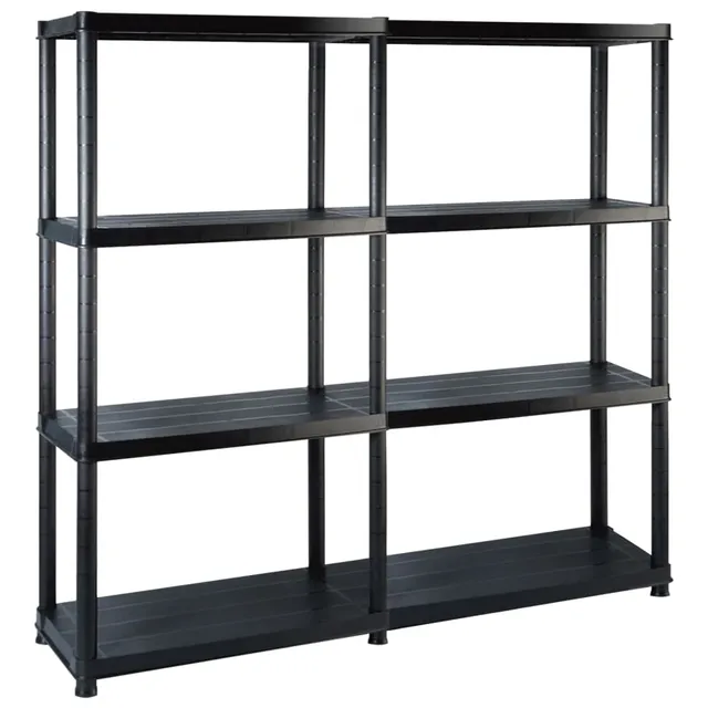 vidaXL Lagerregal Kunststoff 122x30,5x130 cm schwarz 4 Böden