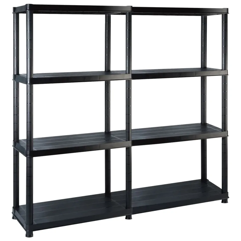 vidaXL Lagerregal Kunststoff 122x30,5x130 cm schwarz 4 Böden