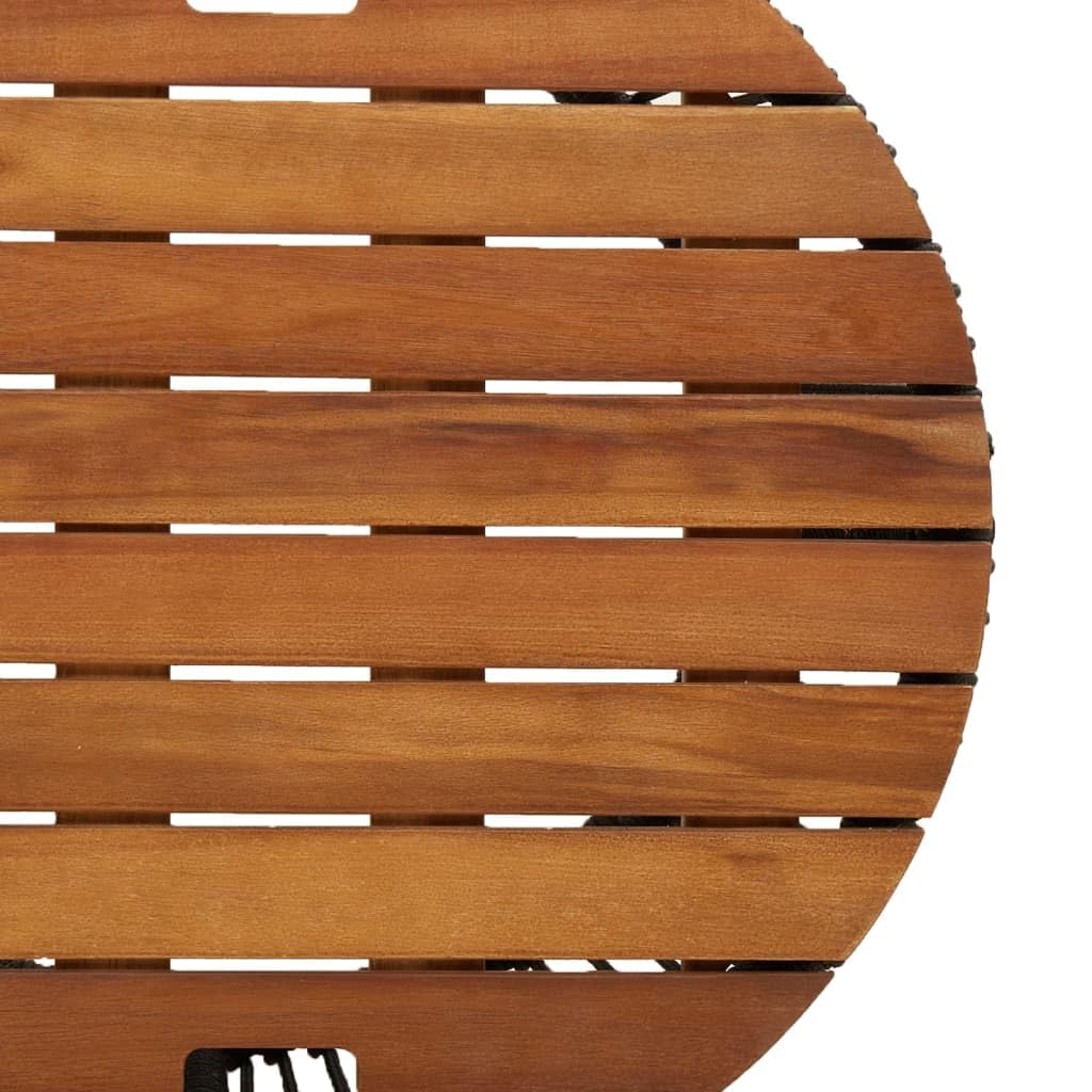 vidaXL Garten-Beistelltische Rattan 2 Stück Schwarz Holzplatte Outdoor