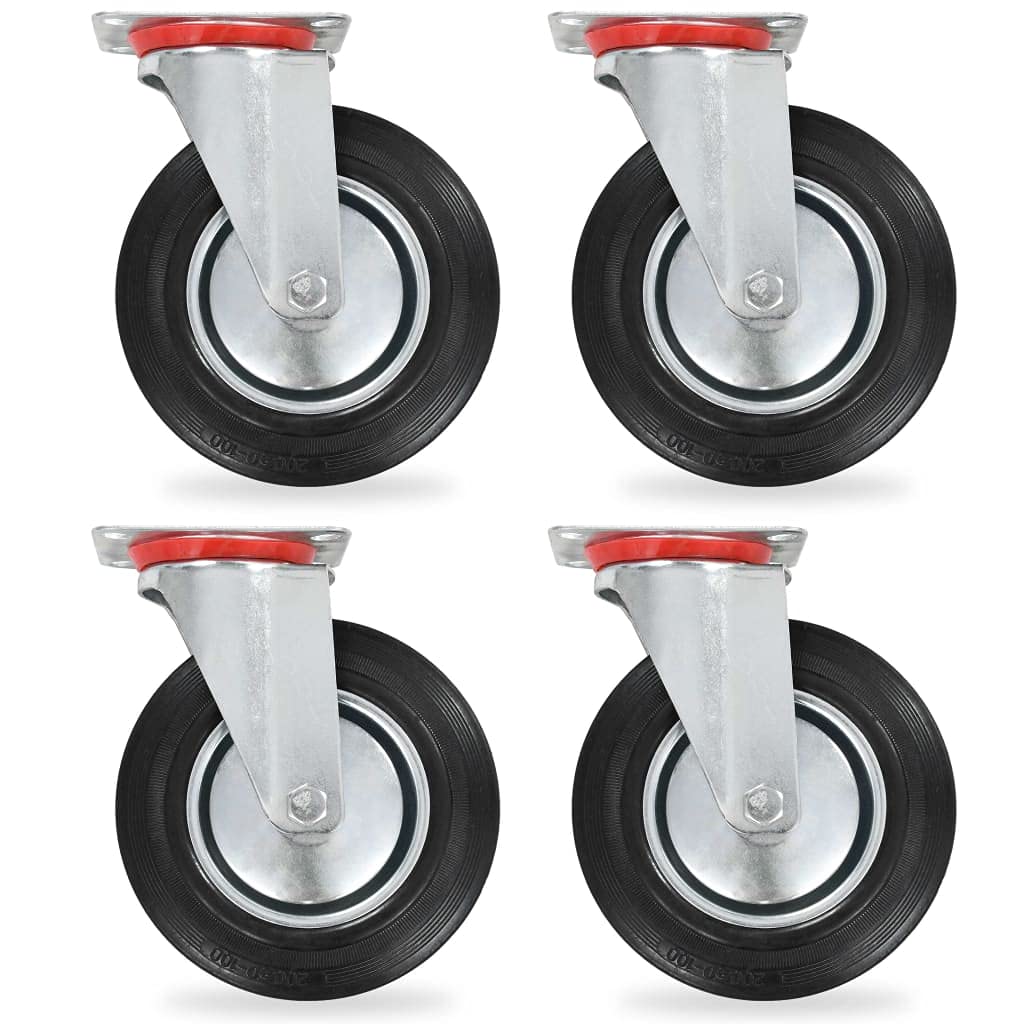 vidaXL Lenkrollen 200 mm Möbelrollen 4 Stk. Gummi Eisen
