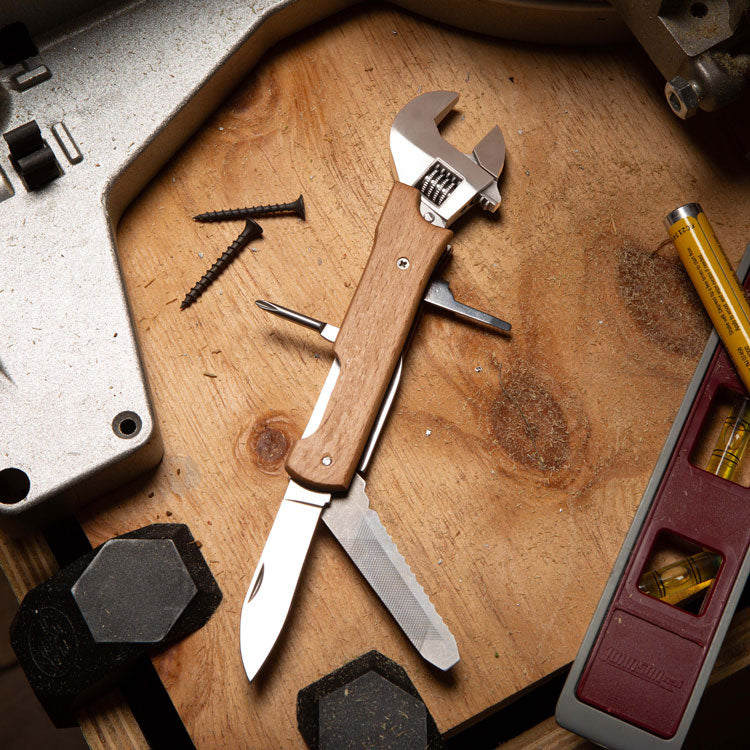 Kikkerland Tools & Wellness Multitool Schraubenschlüssel 8-in-1 Holz