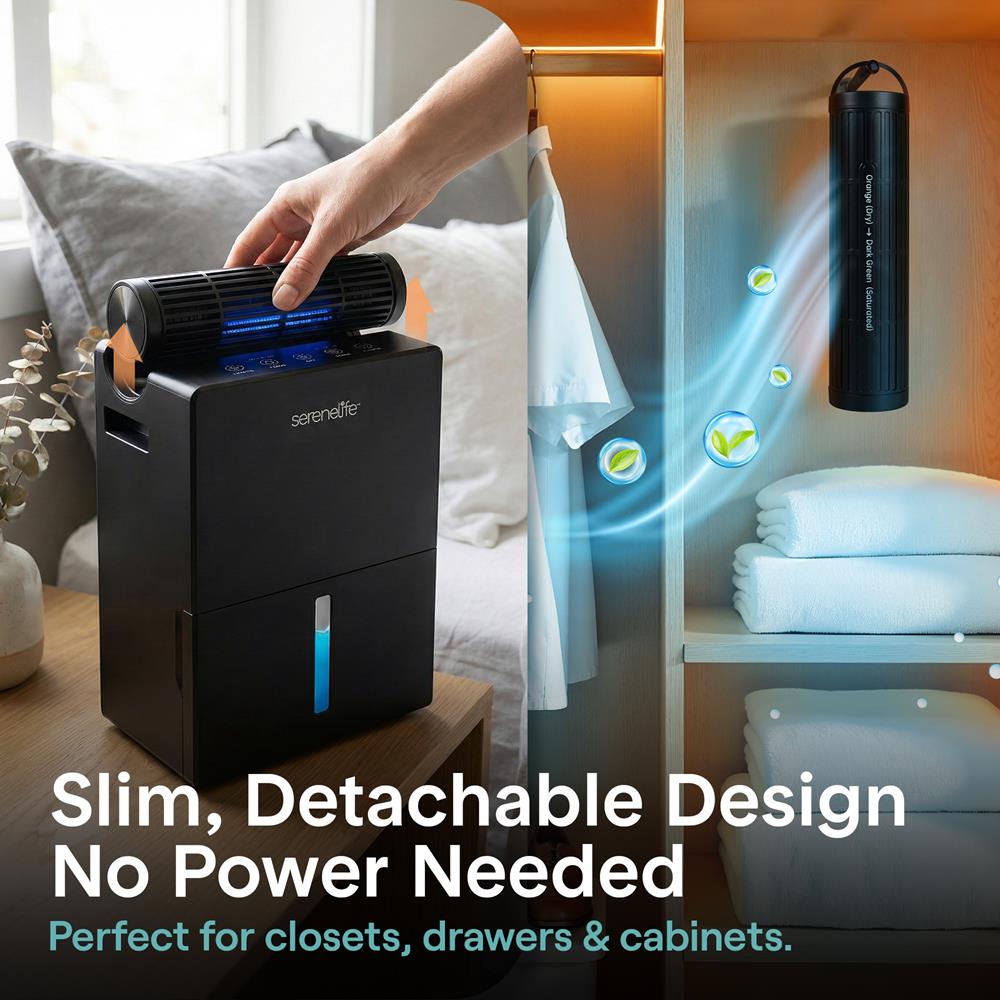 Serenelife DeHumidifiers 2-in-1 Luftentfeuchter Schwarz Timer