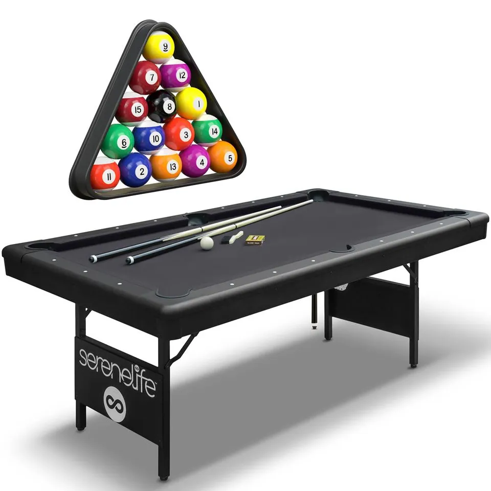 Serenelife Game Tables SLPLTB76BK Billardtisch 6ft Grün klappbar