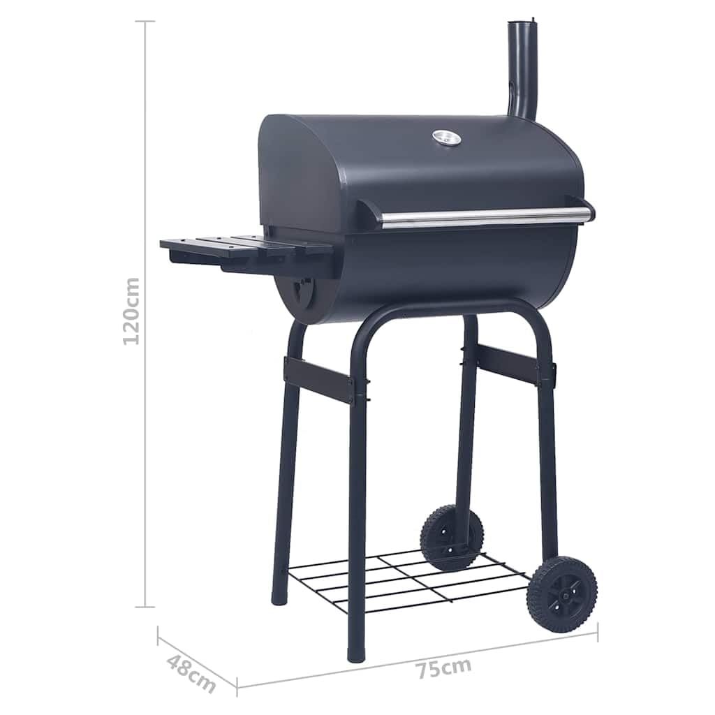 vidaXL Heim & Garten Holzkohlegrill Smoker Schwarz mit Deckel