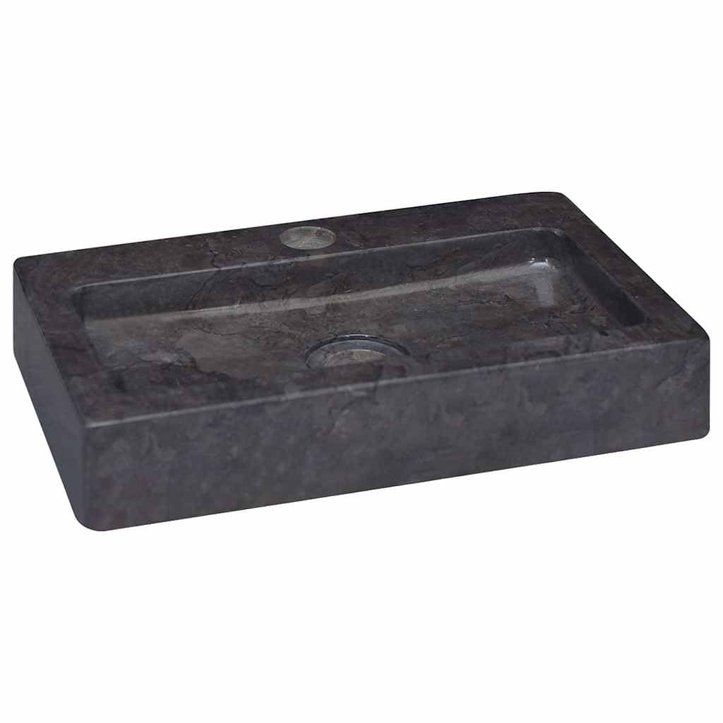 vidaXL Wandwaschbecken Schwarz Marmor 38 cm Handwaschbecken