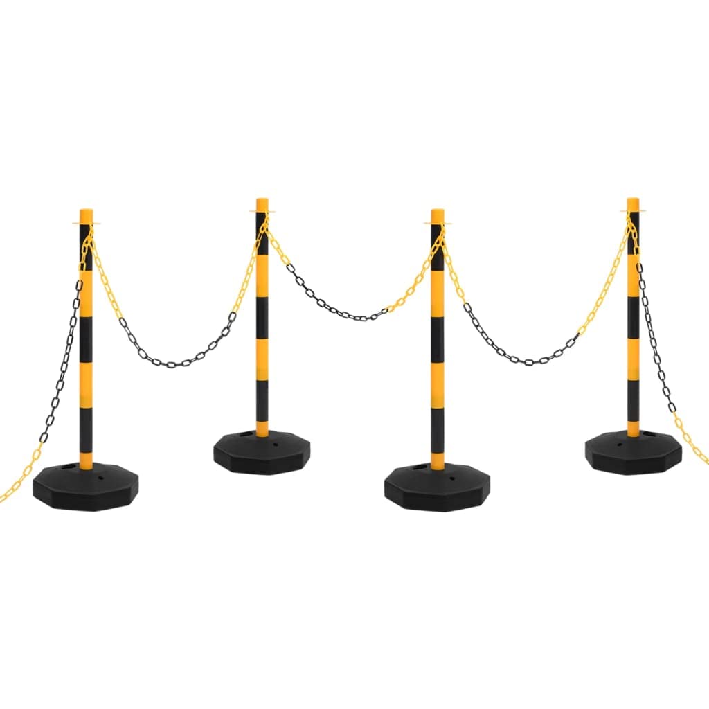 vidaXL Pfosten Set 2x mit Absperrkette 10m Rot Kunststoff