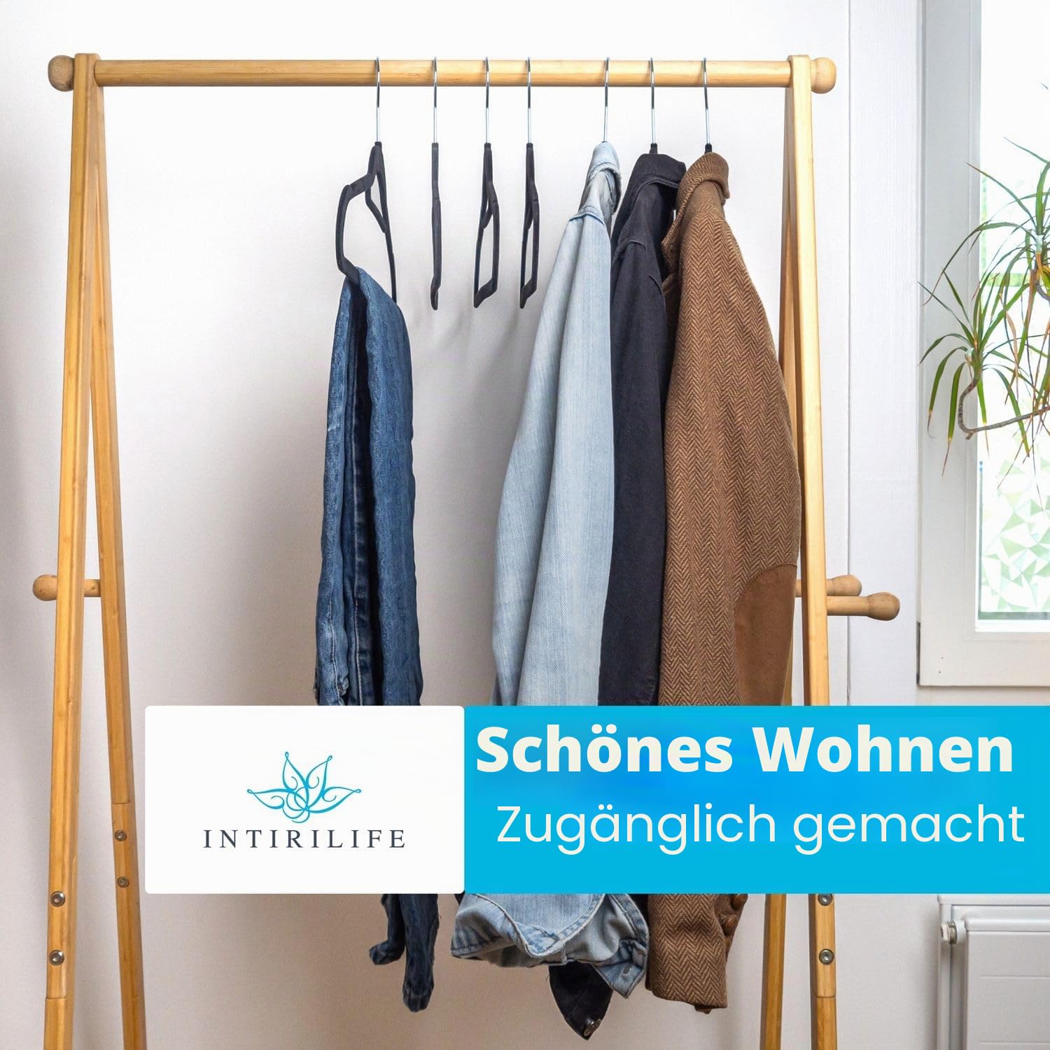 Intirilife Kleiderbügel Samt Schwarz 20 Stück 43,5 cm Antirutsch
