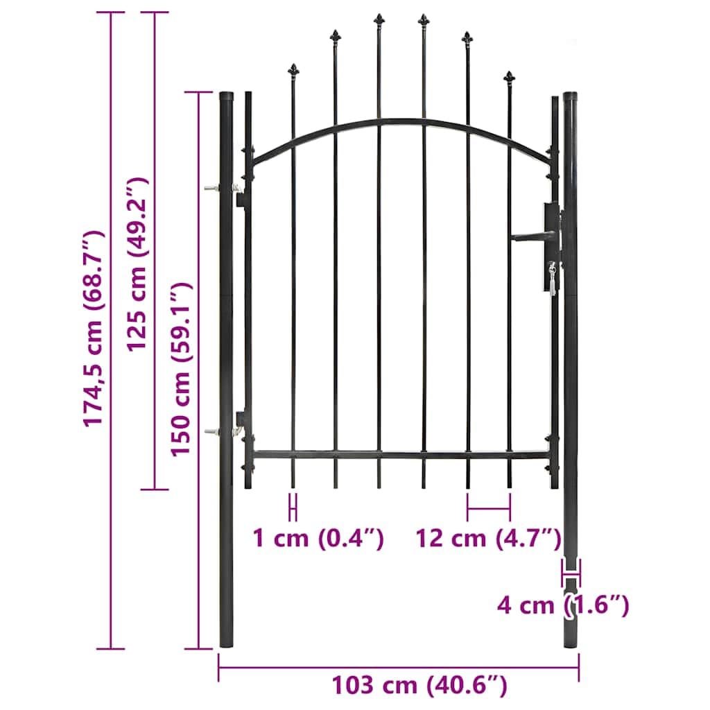 vidaXL Woerden Gartentor Stahl Schwarz 1,75 m