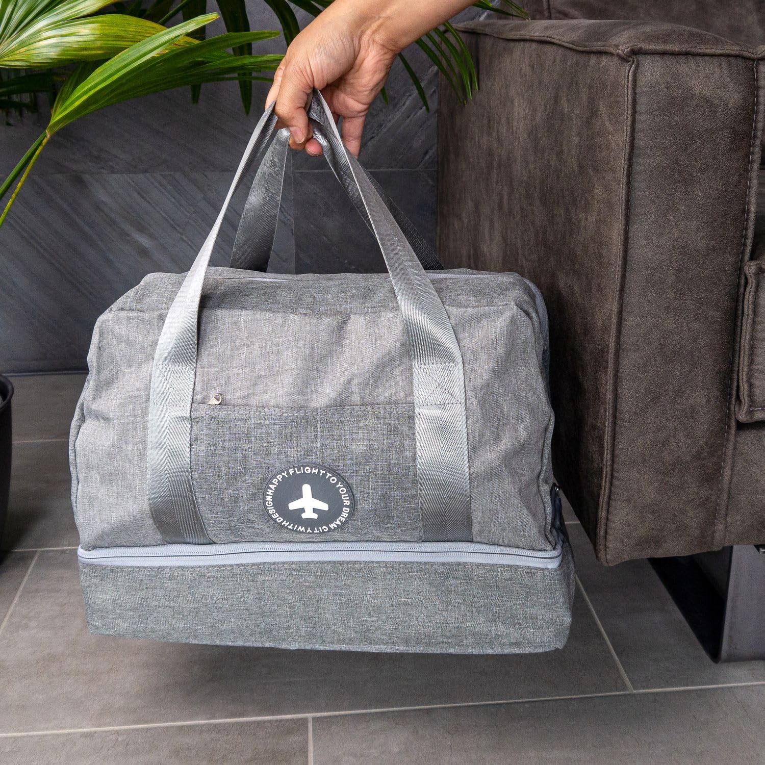Intirilife Reisetasche Grau 40x17x30 cm wasserabweisend