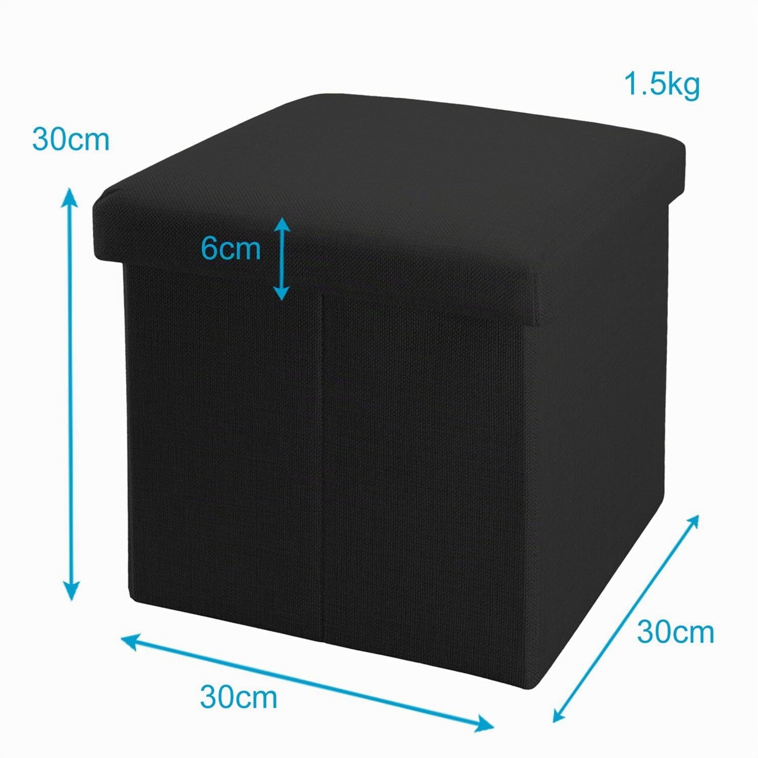 Intirilife Sitzhocker faltbar Diamant Schwarz 30x30x30 cm