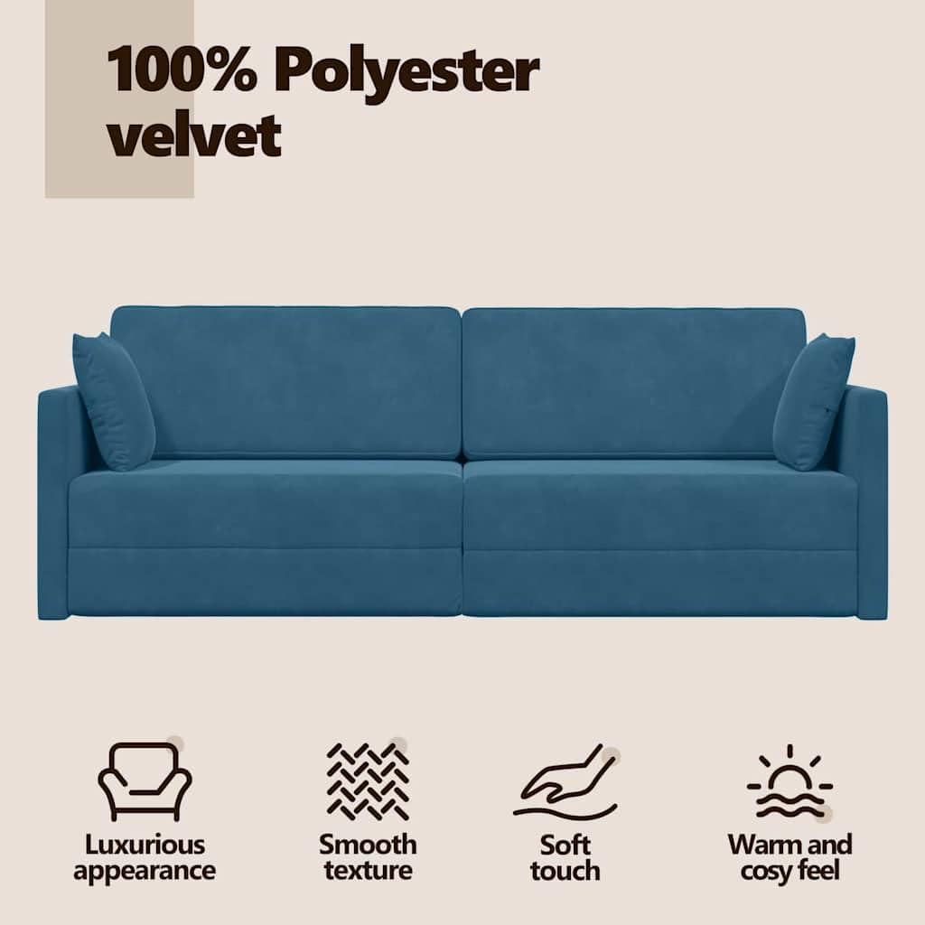 vidaXL Möbel Boden-Sofa-Bett Samt Blau 213 cm