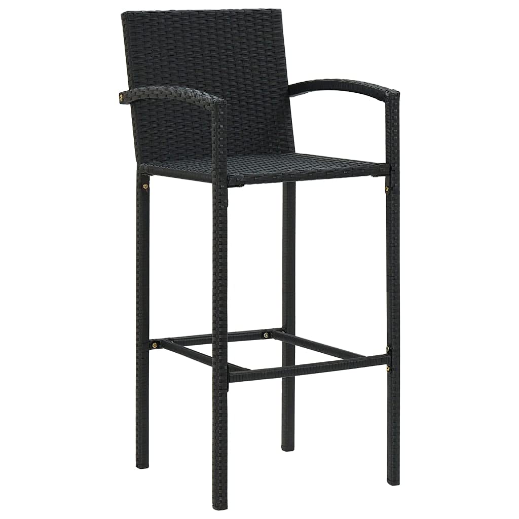 vidaXL Garten-Bar-Set 5-tlg. Rattan Schwarz Armlehne