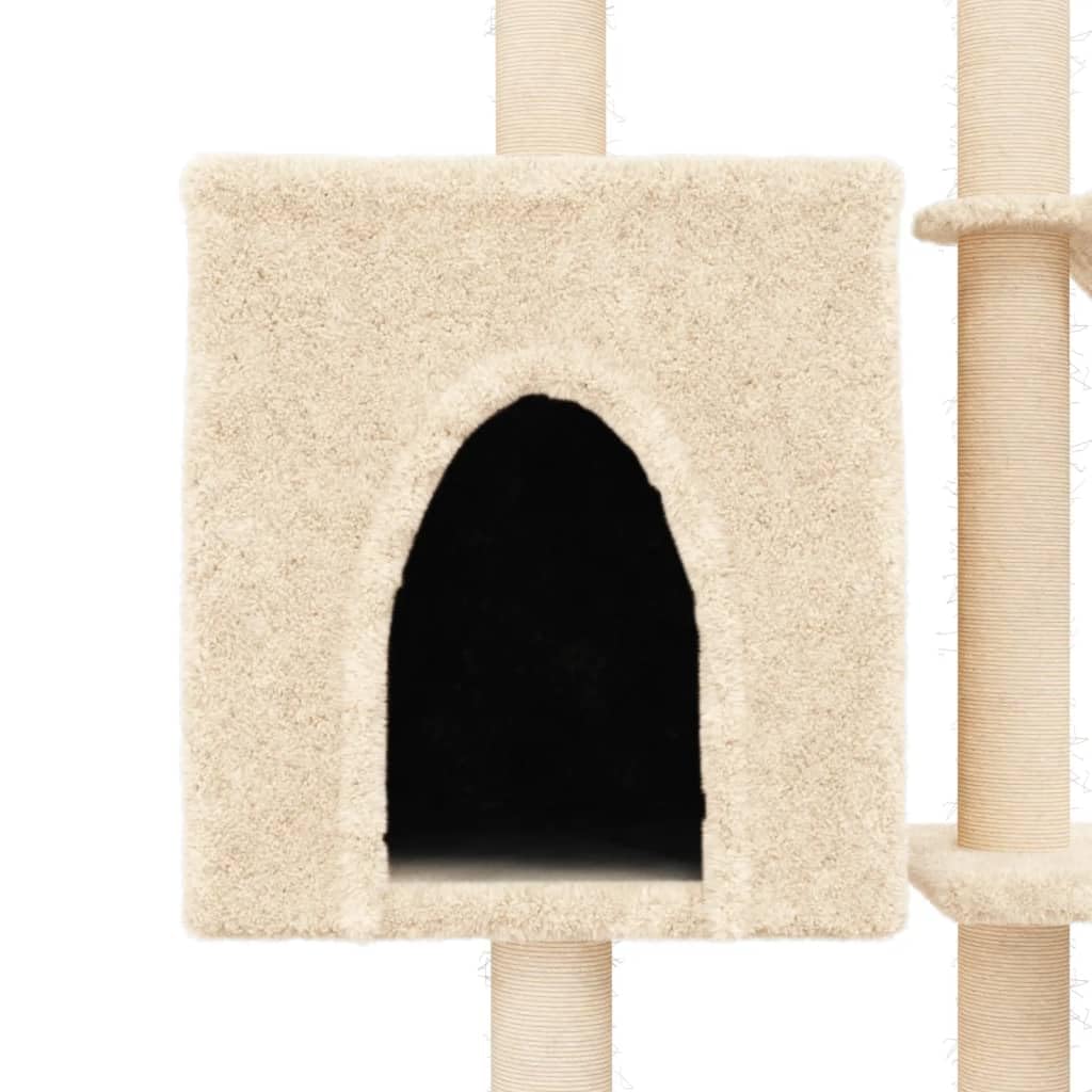 vidaXL Kratzbaum 145 cm Katzenbaum Creme Sisal Plüsch