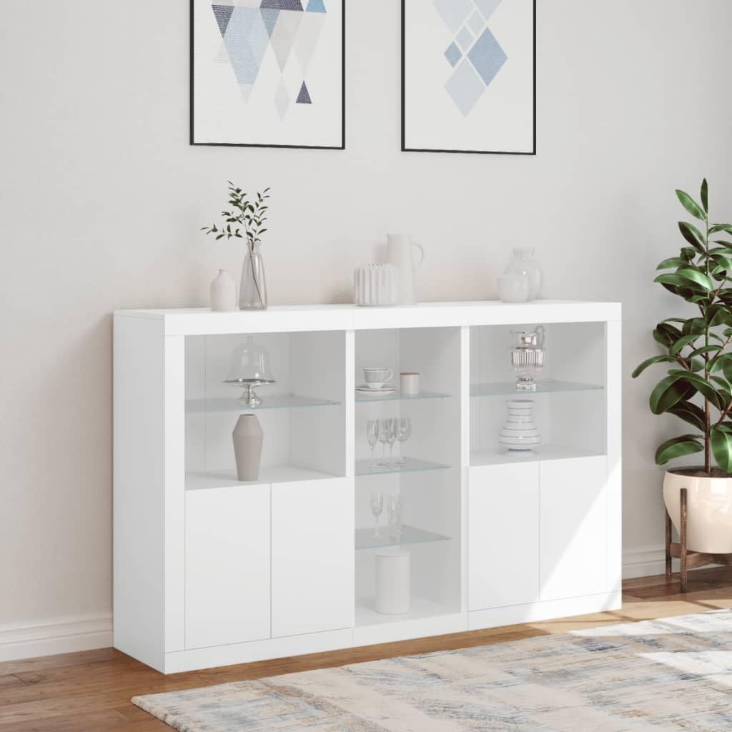 vidaXL Sideboard Weiß 162x37x100 cm Schrank mit LED