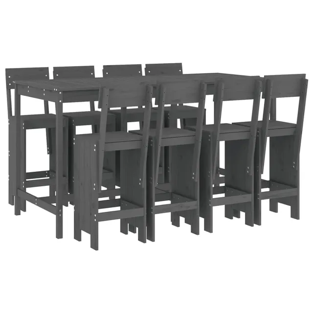 vidaXL Heim & Garten 9-tlg. Gartenbar-Set Holz Graue Kiefer