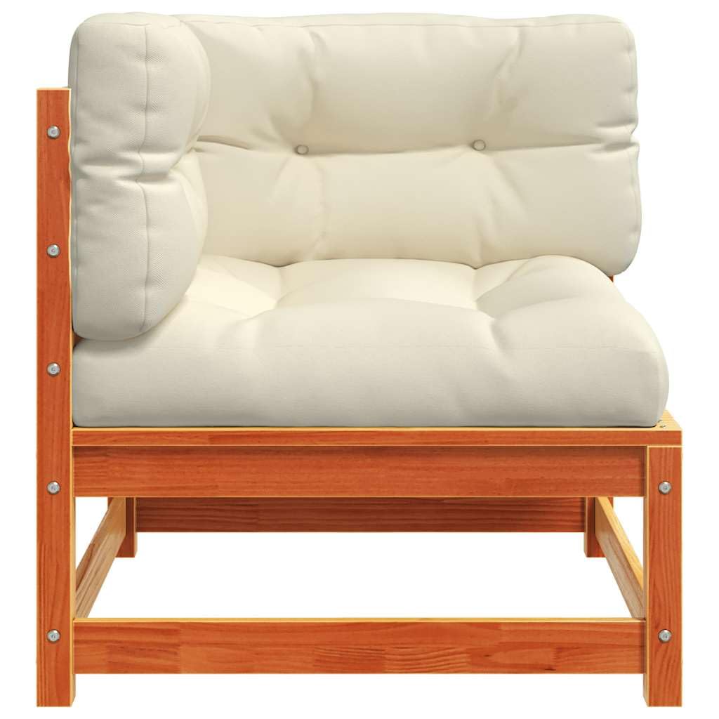 vidaXL Heim & Garten Ecksofa Holz 2 Stk Wachsbraun Kiefer mit Kissen