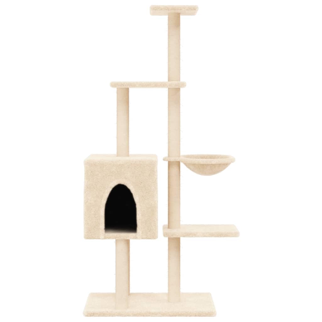 vidaXL Kratzbaum 145 cm Katzenbaum Creme Sisal Plüsch