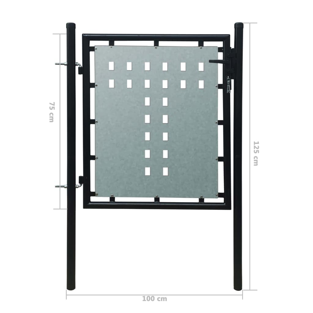 vidaXL Heim & Garten Einzeltor Stahl Schwarz 100x75 cm Schloss