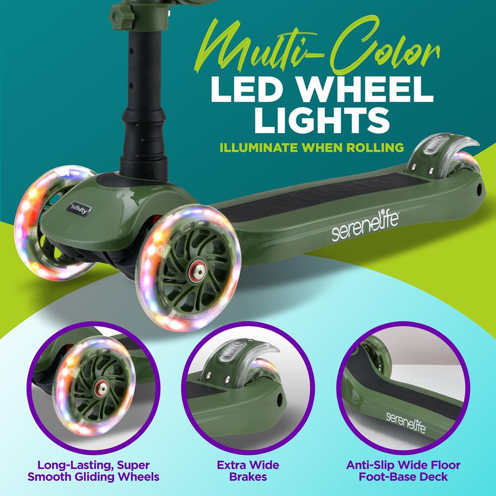 Serenelife Scooters Mini Kick Scooter Kinderroller mit Sitz LED