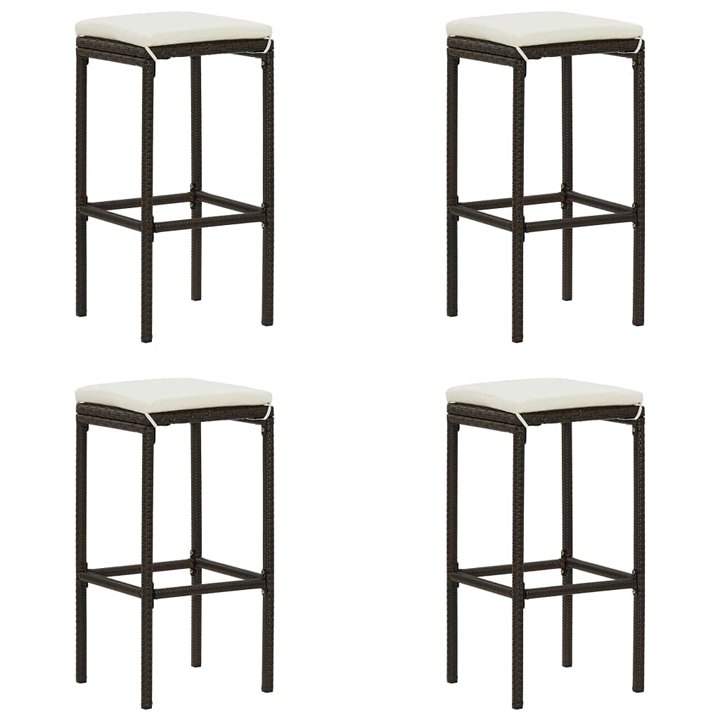 vidaXL Gartenbar-Set 5-tlg Poly Rattan braun Kissen
