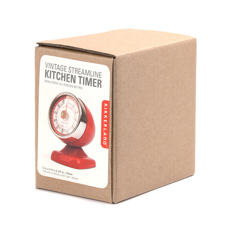 Kikkerland Kitchen Vintage Streamline Küchentimer rot 55 Min