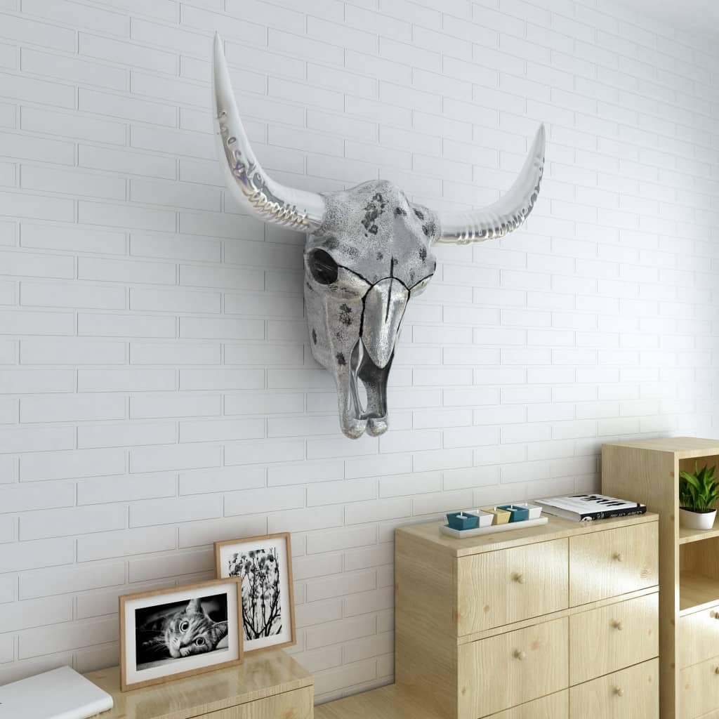 vidaXL Wanddeko Bullenschädel 58 cm Aluminium Silber