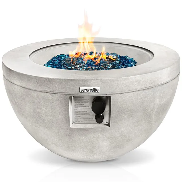 Serenelife Fire Pit Feuertisch Gas 40000 BTU Blaues Glas